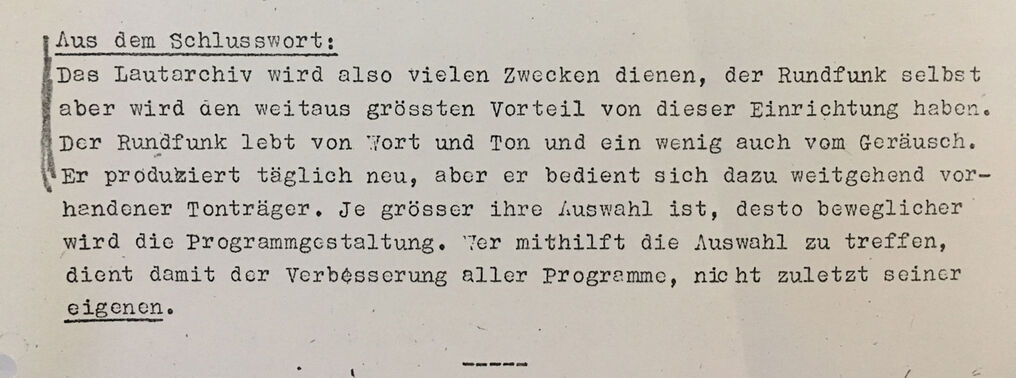Der Beschluss über die Gründung des Lautarchivs | Bildquelle: Protokoll der Tagung am 17.10.1951 Gründung des Lautarchivs